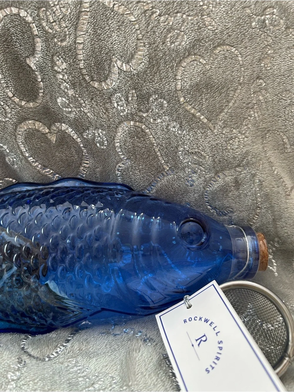 NWT Rockwell Spirits, 15.2f Blue Enchantress, Fish-Shaped Margarita Mixer Bottle